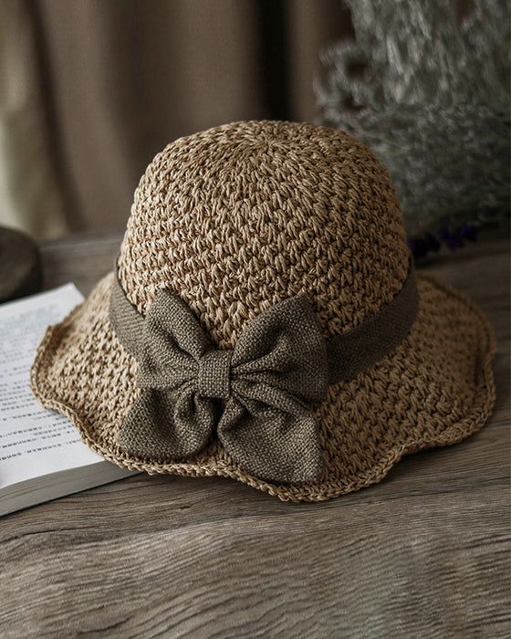 Chapeau Décontracté Vacances Nœud Papillon Paille