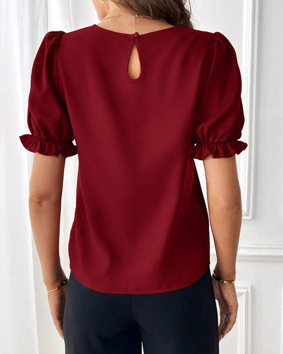 Blouse Couleur Unie Col Rond