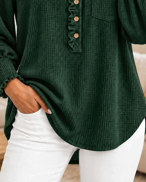Blouse Volantée Boutonnée Manche Lanterne