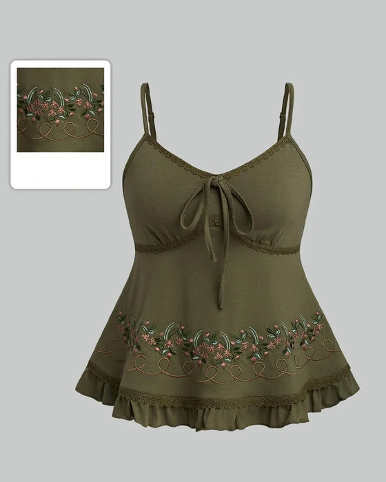 Haut Femme Fleurs Brodé