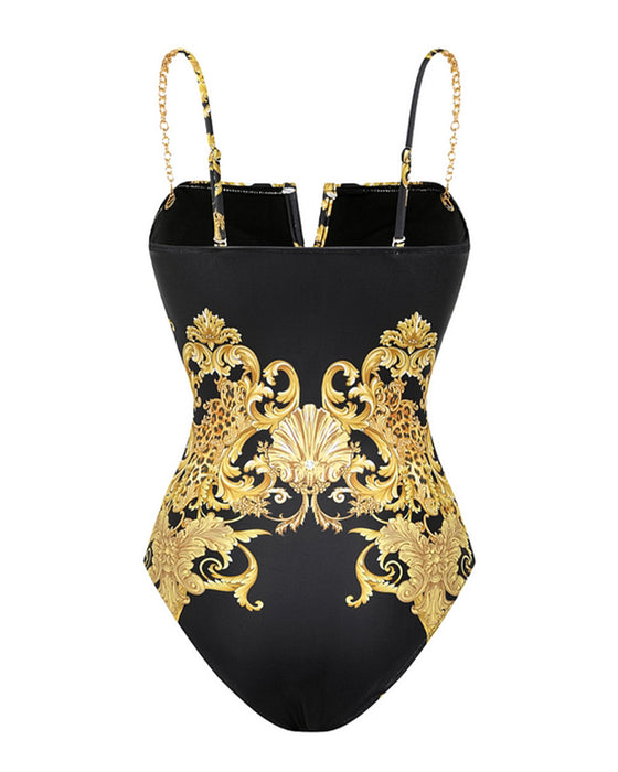 Maillot de bain Vintage Maille imprimée Protection solaire