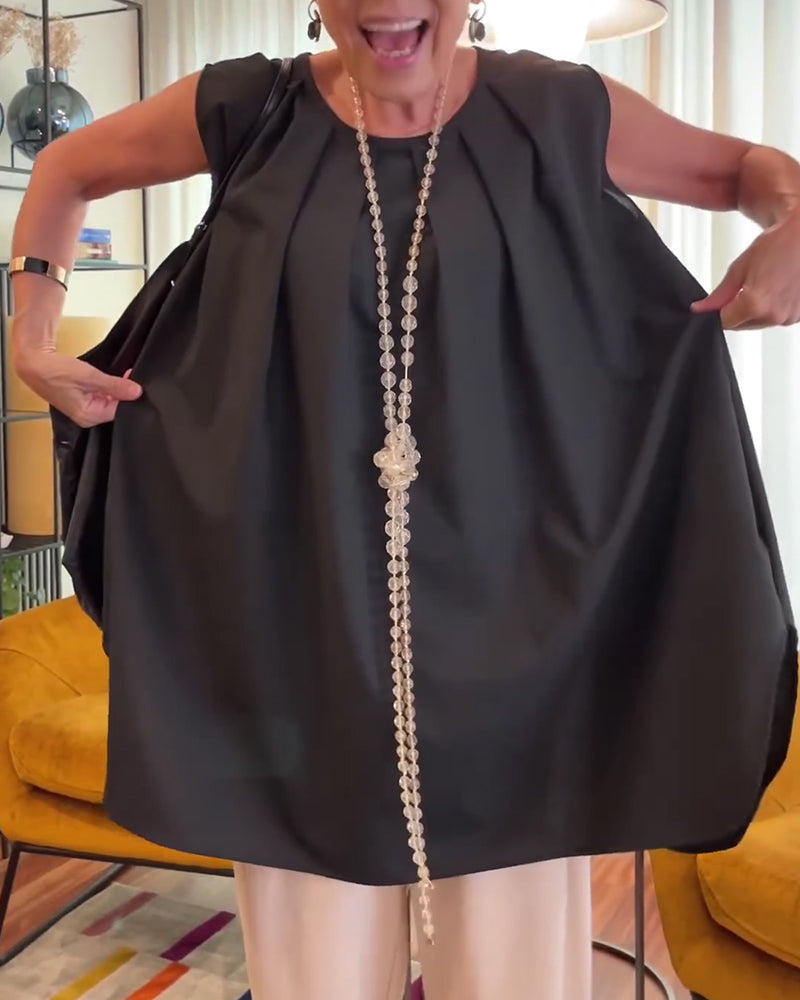 Débardeur Plissé Sans Manches Large