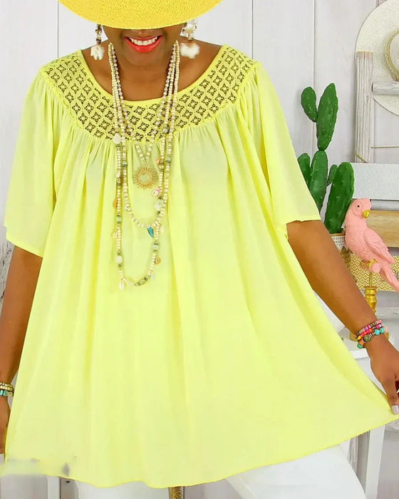 Blouse Unie à Coupe Légère