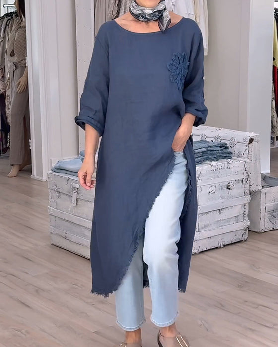 Chemise Bords Bruts Fente Asymétrique