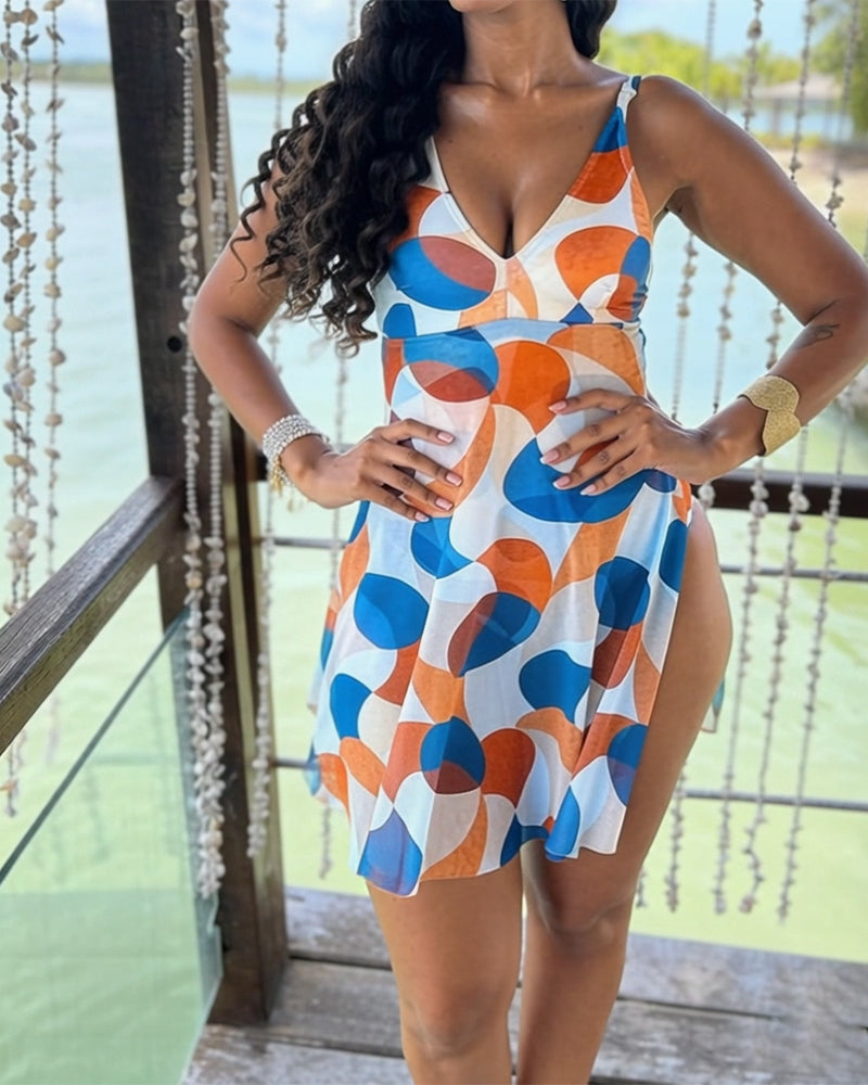 Une-Pièce Pois Imprimé Nouer-Devant