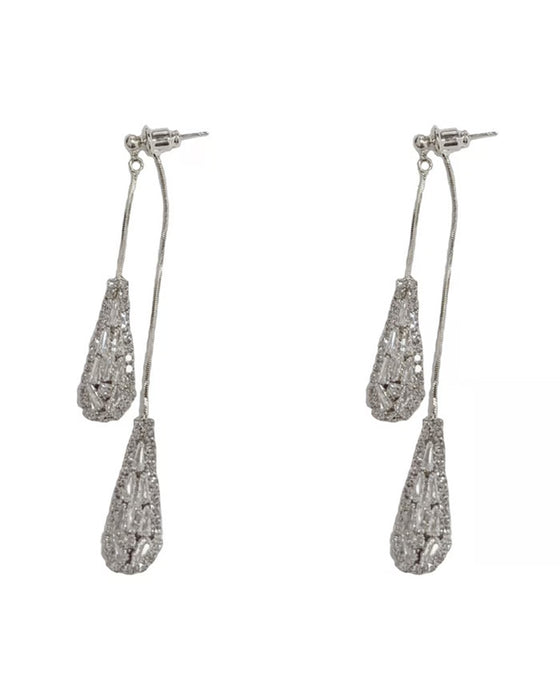 Boucles D'Oreilles À Pompons Goutte D'Eau Réversibles Décorées De Zircon Élégantes Pour Femmes