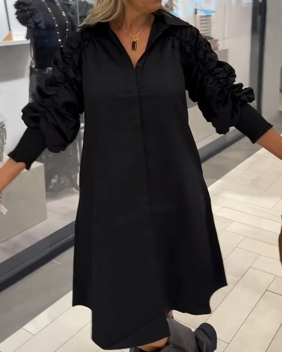 Robe Mode À Col Chemise Unie