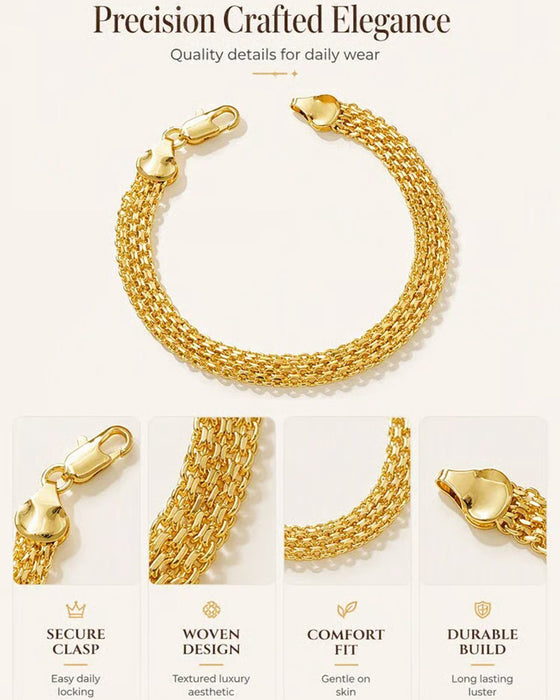 Bracelet Large En Maille Tissée