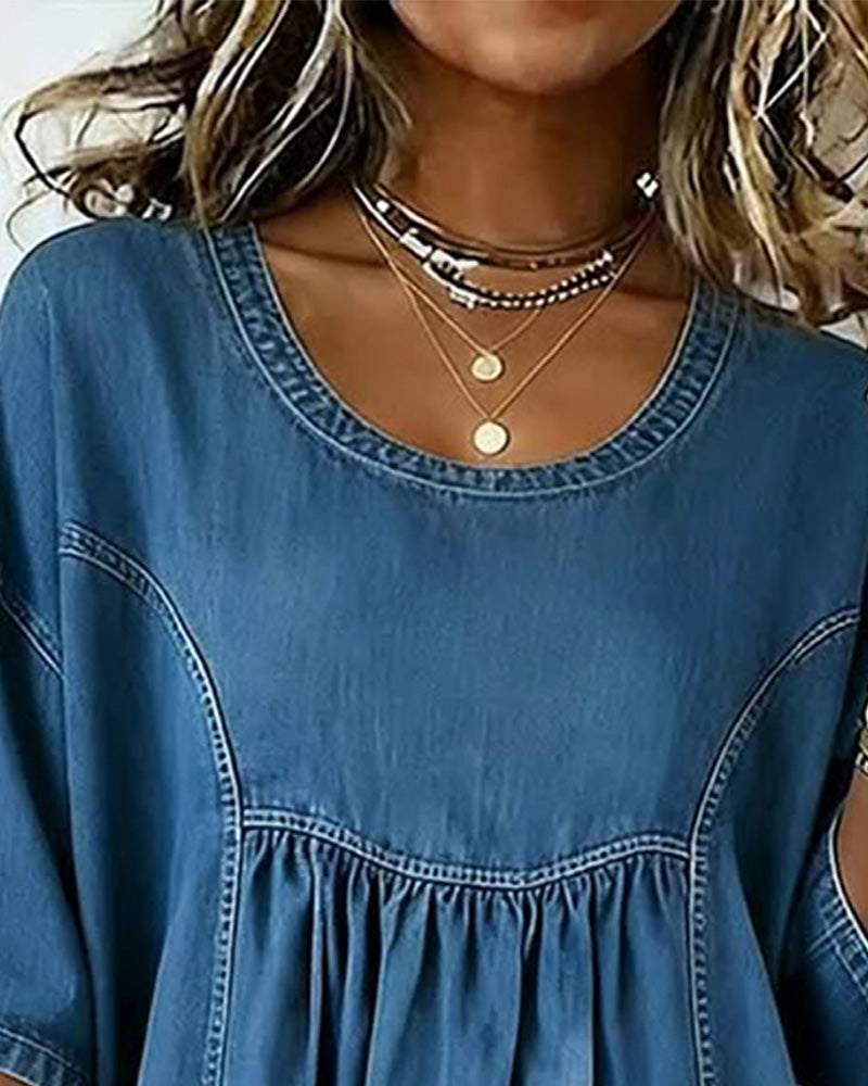 Robe Col Rond Poche