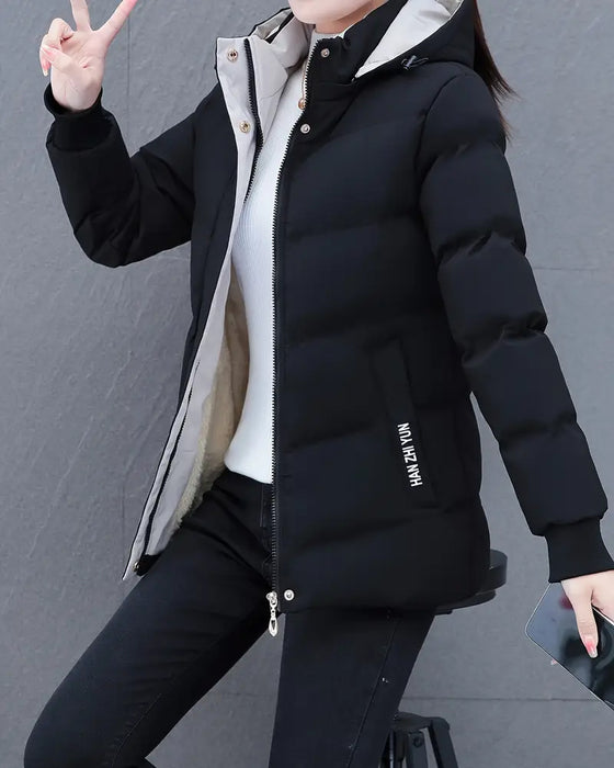 Veste décontractée couleur unie chaude à capuche