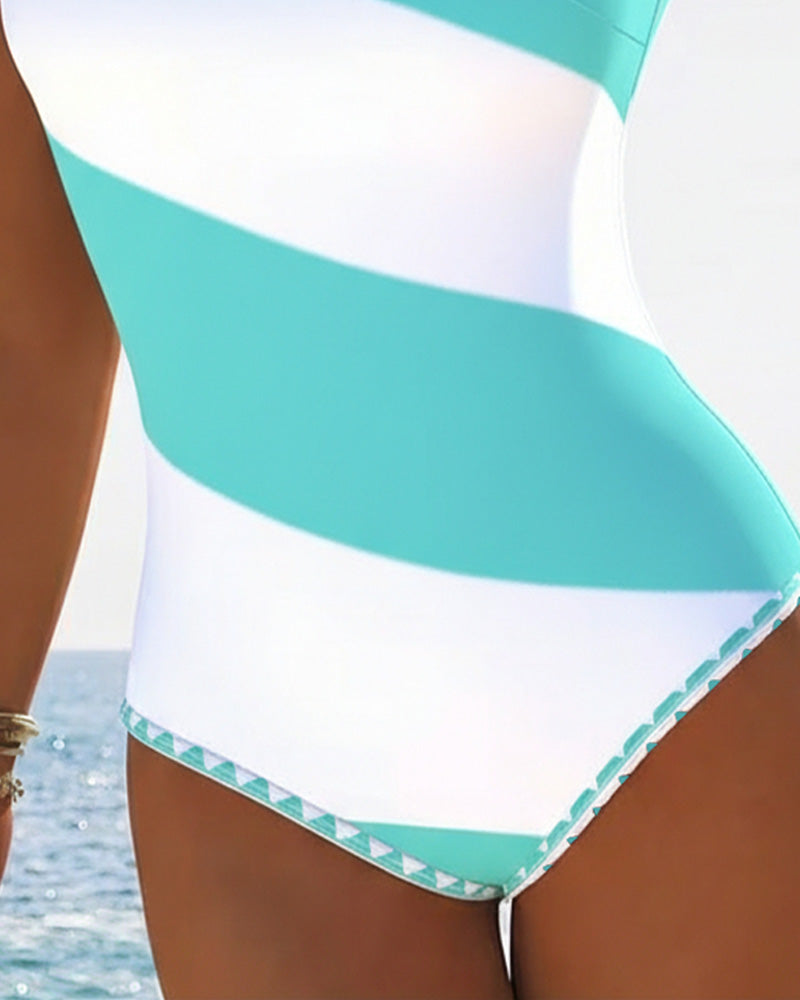 Une-Pièce à Blocs de Couleur Rayé