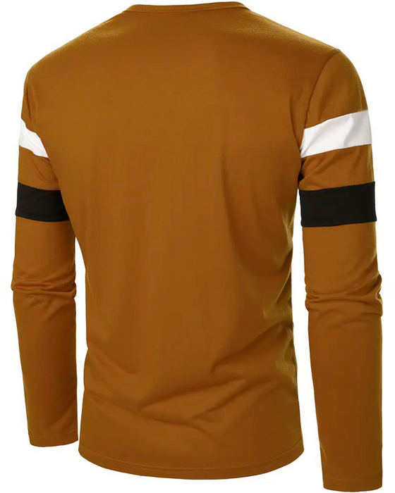 T-Shirt Col Rond Rayé Manches Longues Homme