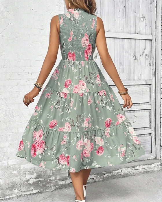 Robe Imprimé Floral Smocké