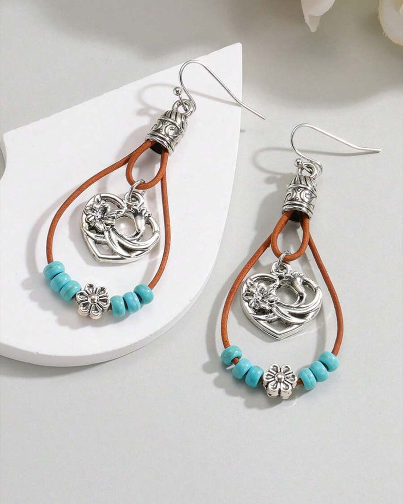 Boucles D'oreilles Pendantes Style Bohème Coloré Vintage Perlé