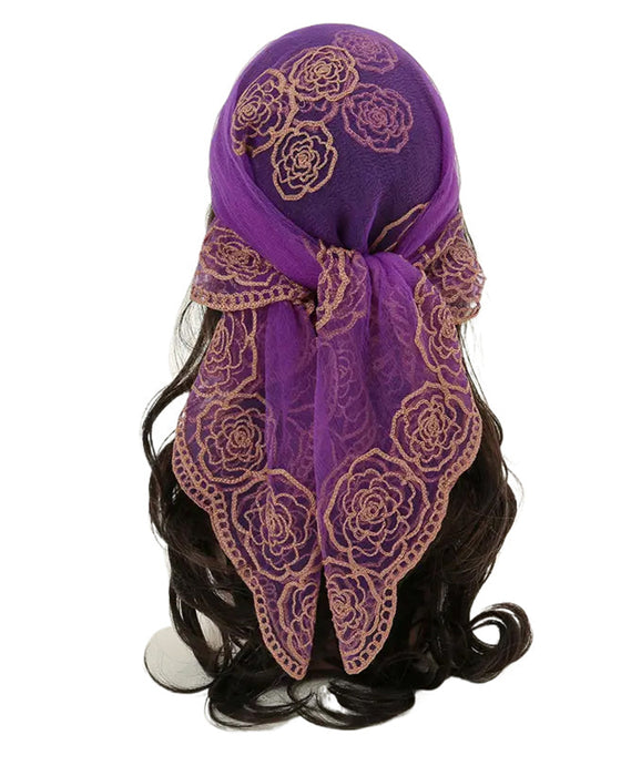 Bandana Floral Mesh Scallop Design