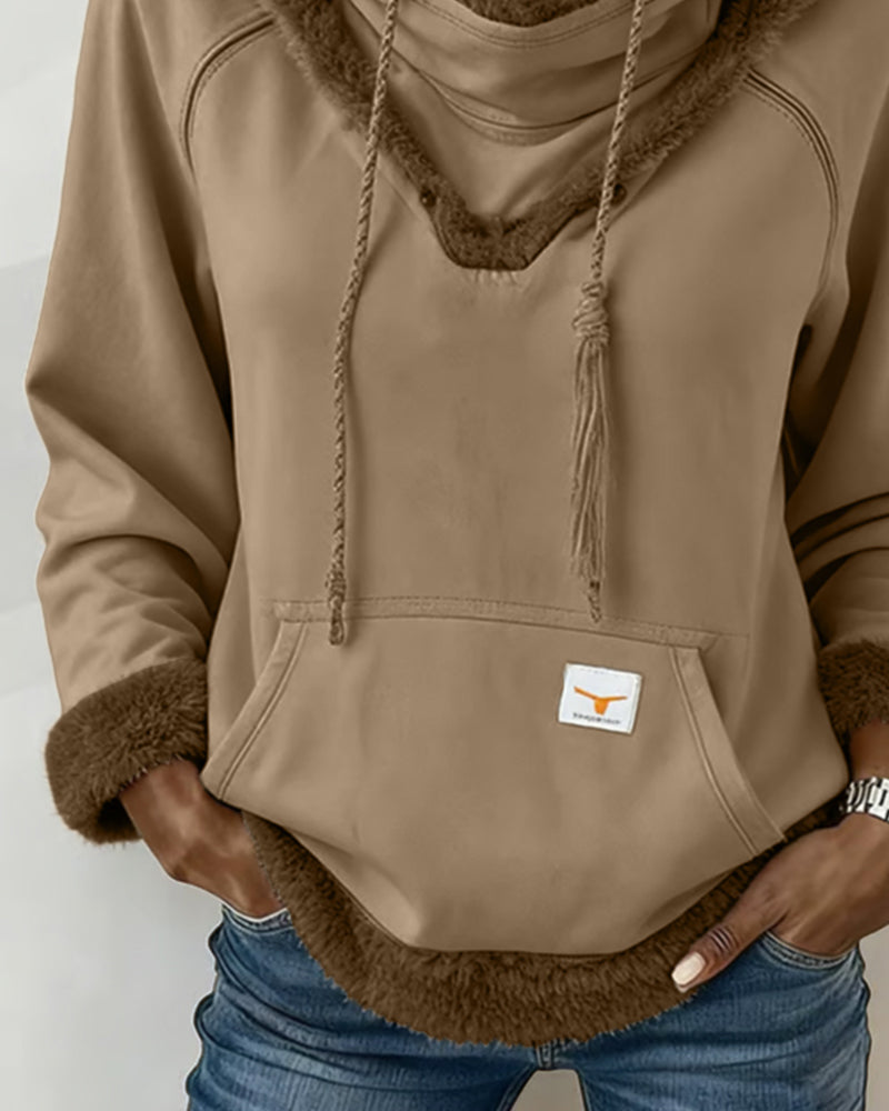 Sweat À Manches Longues À Détails Patchwork Et Poche