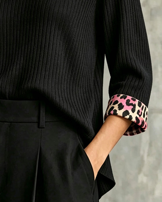 Blouse Col Drapé Léopard Imprimé Décontractée Panneau