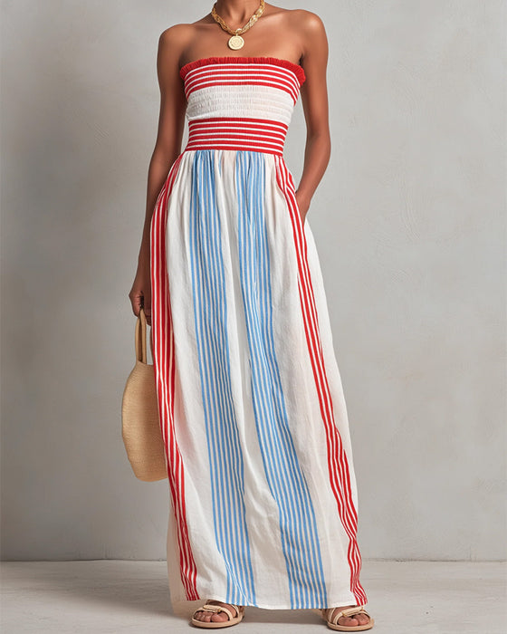 Robe Sans Bretelles Colorée Rayure