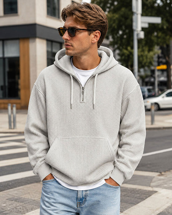 Hoodie Homme Unie Fermeture Éclair Pull