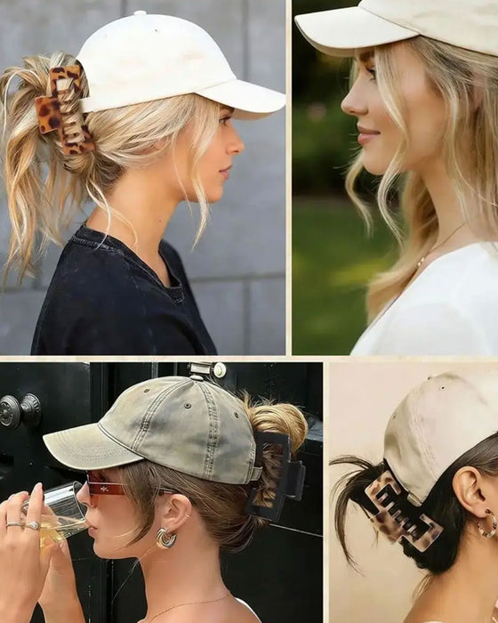 Pinces À Cheveux Plates Léopard Compatibles Avec Chapeau Pour Femme