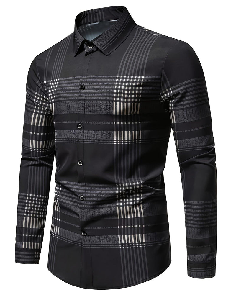 Chemise À Carreaux Casual Manches Longues