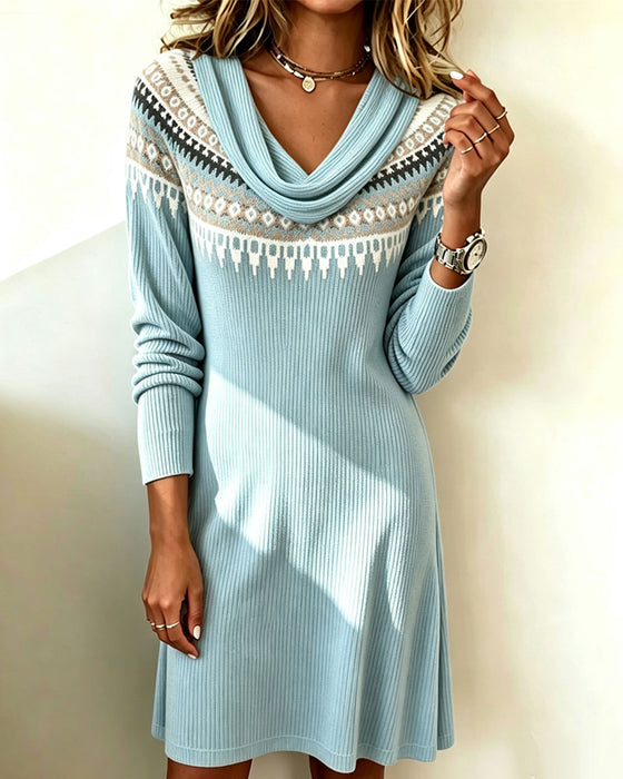Robe Imprimé Col Cascade