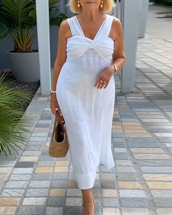 Robe Torsadée Bretelle Unie