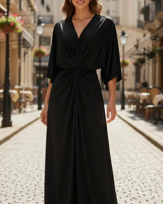 Robe Décontractée Unie À Col V