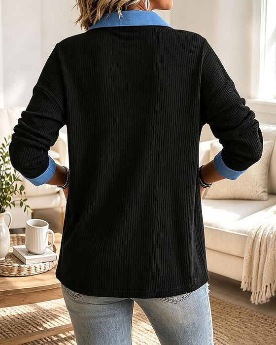 Haut Tendance Col V Décontracté