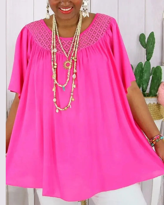 Blouse Unie à Coupe Légère