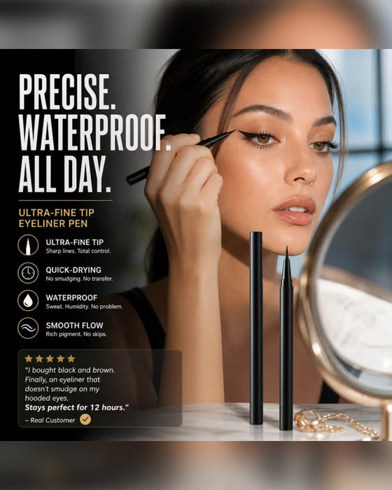 Eyeliner Liquide Imperméable Pointe Ultra-Fine Séchage Rapide