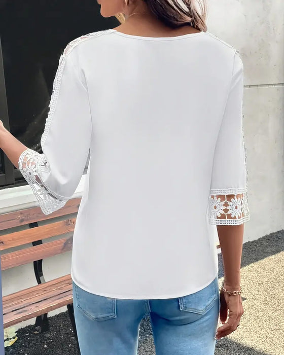 T-shirt Uni Creux Crochet Patchwork