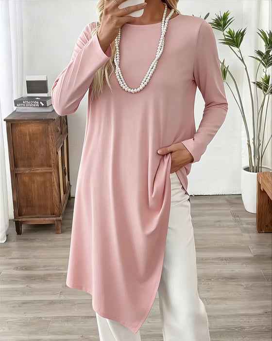 Haut Asymétrique Mi-Long Uni