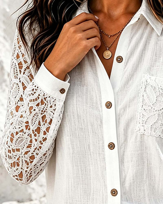 Blouse Dentelle Patchwork Manche Longue
