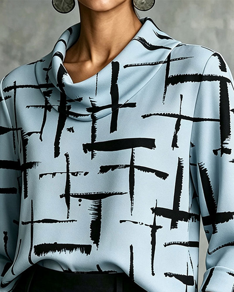 Blouse Col Drapé Mock Motif Croix