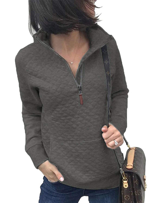 Sweatshirt Décontracté Fermeture Éclair Manches Longues