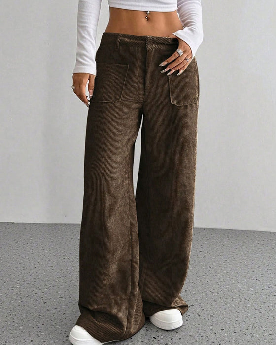 Pantalon Devant Dos Poche Unie Jambe Droite Long