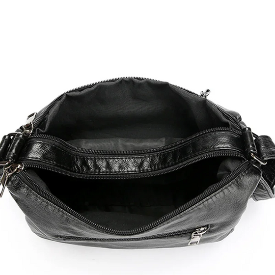 Femmes Doux PU Cuir Multi-Poche Sac Bandoulière