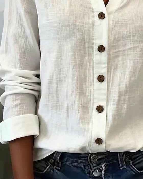 100% Coton Chemise Col V Polyvalente