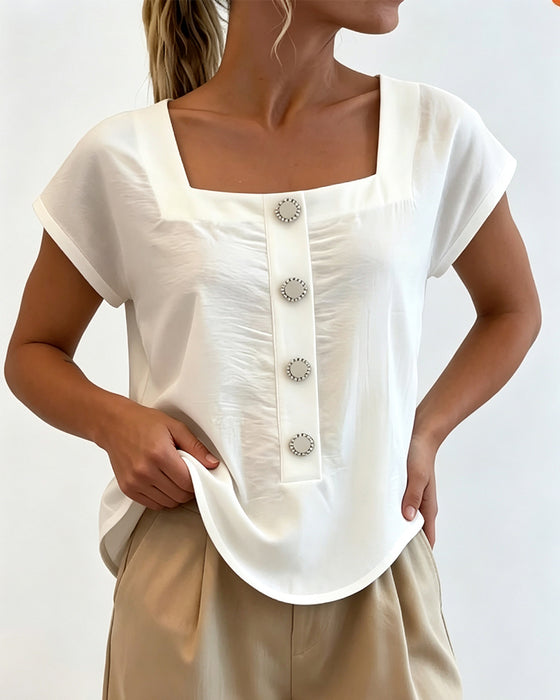 Blouse Col Carré Uni