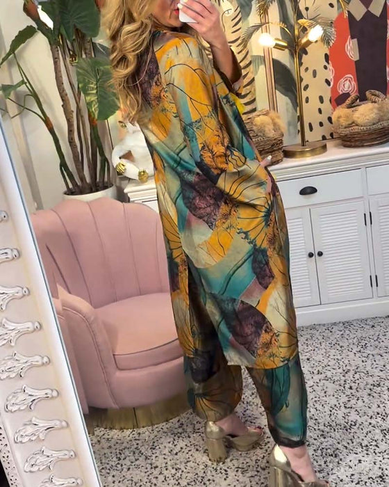 Ensemble décontracté imprimé ample rétro