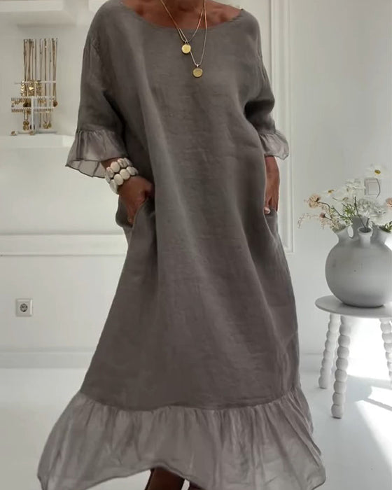 Robe Volant Poche Décontractée
