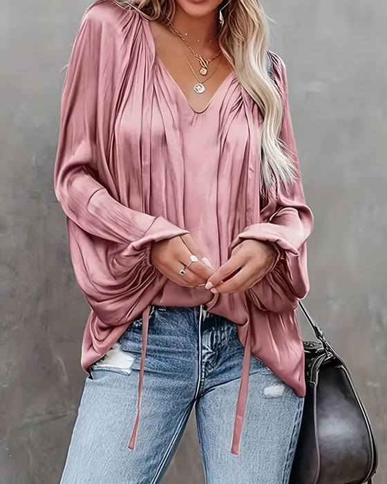 Blouse À Lacets Uni