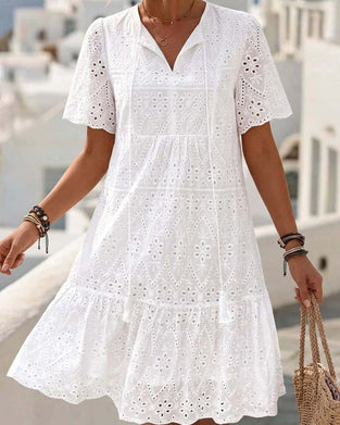 Robe Ajourée Manches Courtes