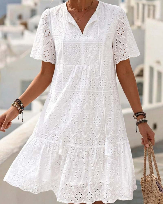 Robe Ajourée Manches Courtes