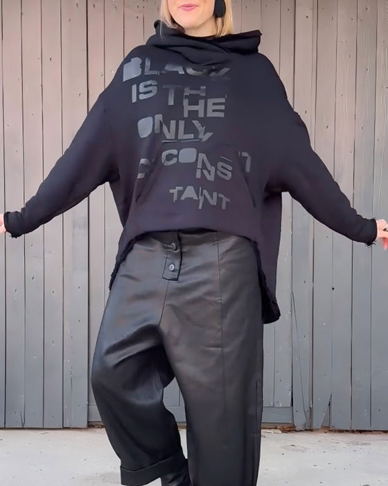 Hoodie Lettre Imprimé Lâche Manches Longues Pullover
