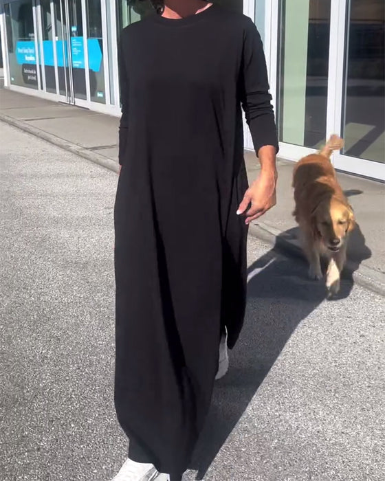 Robe Loose Manches Longues Col Rond