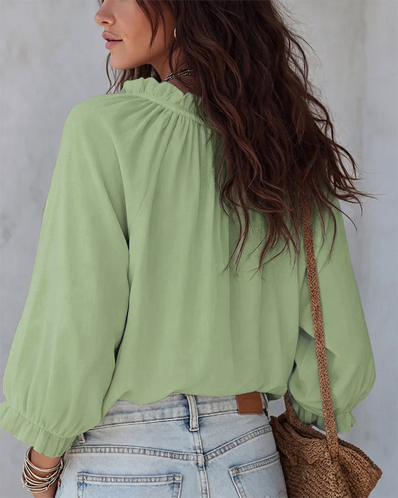 Blouse Col V Lacets