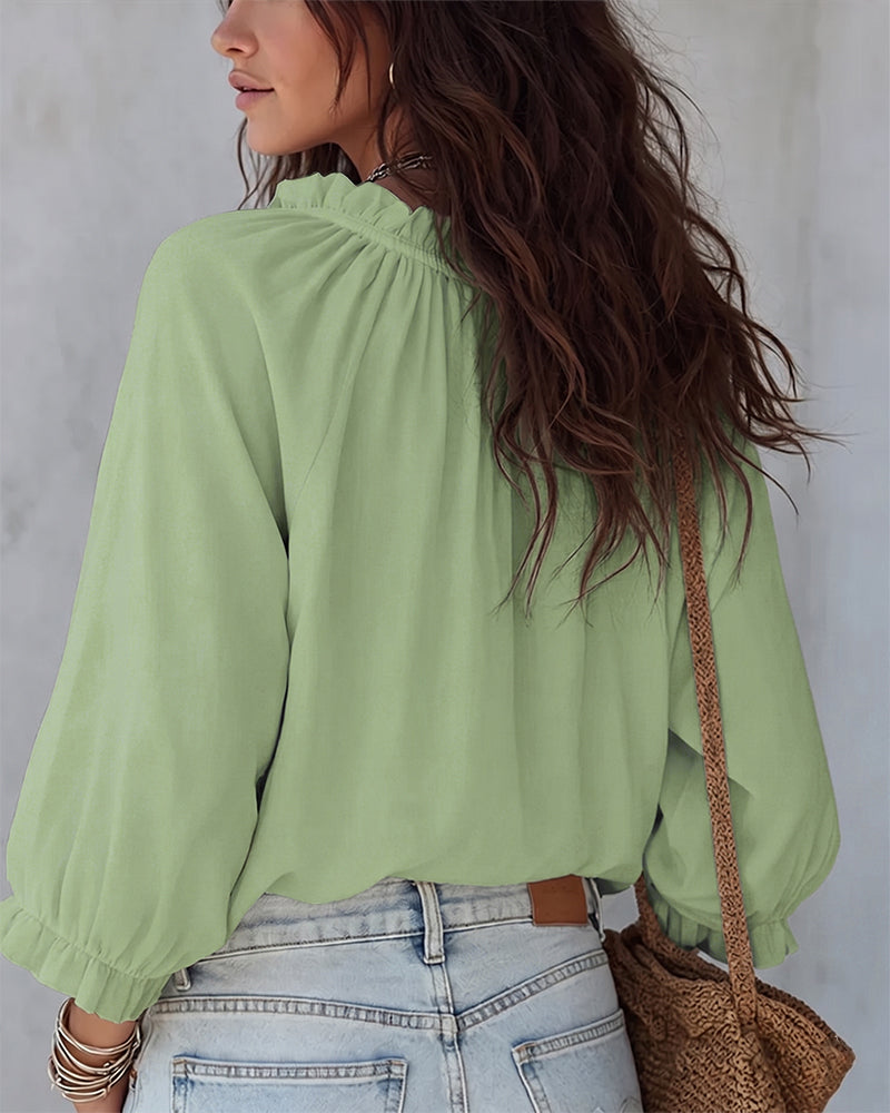 Blouse Col V Lacets
