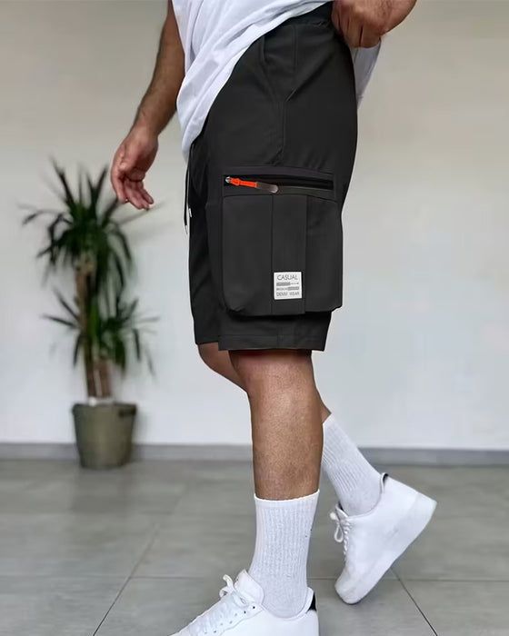 Pantalon Homme Unie Coupe Loose Court Cargo